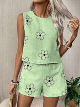 Load image into Gallery viewer, Women's Floral Print Tank Top &amp; Shorts Two-Piece Set – Summer
