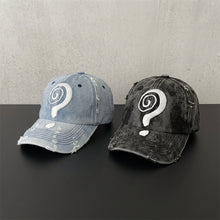 Load image into Gallery viewer, Question Mark Denim Print Washed Baseball Cap
