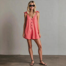 Load image into Gallery viewer, Women's V-Neck Sleeveless Jumpsuit – Cardigan Strap Cropped Straight-Leg
