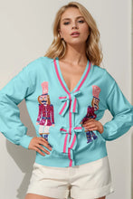 Load image into Gallery viewer, Nutcracker Sequin Bow Decor Cardigan
