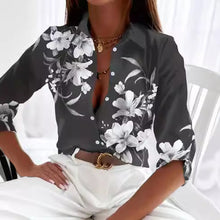 Load image into Gallery viewer, Women’s Stripe Print Long-Sleeve Blouse
