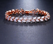 Load image into Gallery viewer, Luxury Diamond Shiny Fashion Charm AAA Cubic White Zircon Four Colors Leaf Jewelry Bracelets For Woman Elegance Wedding Party Gift
