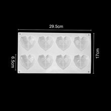 Load image into Gallery viewer, 3D Diamond Love Heart Food Grade Mold Shaped Silicone With Dessert Decorating Cakes Mould For Birthday Fondant Chocolate Baking Diamond Heart Love Shape Silicone Mousse Cake Dessert Chocolate Mold
