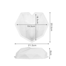 Load image into Gallery viewer, 3D Diamond Love Heart Food Grade Mold Shaped Silicone With Dessert Decorating Cakes Mould For Birthday Fondant Chocolate Baking Diamond Heart Love Shape Silicone Mousse Cake Dessert Chocolate Mold
