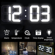 Load image into Gallery viewer, 3D Large LED Digital Wall Clock Date Time Celsius Nightlight Display Table Desktop Clocks 3D Digital Alarm Clock Modern Design LED Wall Desk Clocks 12/24H Time /Date/ Temperature Display Nightlight /Brightness Adjustable/ Alarm Clock For Living Room
