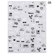 Load image into Gallery viewer, 3D Nail Sticker Russian English Letter Sticker For Nails Foil Love Heart Design Accessories Fashion Manicures Sticker Decoration  Nail Art Stickers Water Transfer Nail Decals Full Wraps Gradient Acrylic Nail Kits for Women Manicure Decoration
