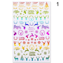 Load image into Gallery viewer, 3D Nail Stickers Decals Snowflakes Elk Bear Christmas Xmas Transfer Stickers Nail Art Self-Adhesive Decals Decoration  Nail Art Stickers Decals Christmas Snowflake Bronzing Christmas Slider Nail Art 3D Decals Decoration
