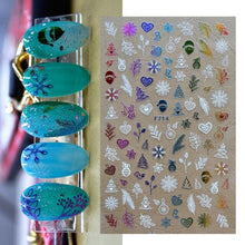 Load image into Gallery viewer, 3D Nail Stickers Decals Snowflakes Elk Bear Christmas Xmas Transfer Stickers Nail Art Self-Adhesive Decals Decoration  Nail Art Stickers Decals Christmas Snowflake Bronzing Christmas Slider Nail Art 3D Decals Decoration
