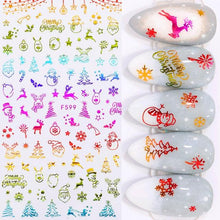 Load image into Gallery viewer, 3D Nail Stickers Decals Snowflakes Elk Bear Christmas Xmas Transfer Stickers Nail Art Self-Adhesive Decals Decoration  Nail Art Stickers Decals Christmas Snowflake Bronzing Christmas Slider Nail Art 3D Decals Decoration
