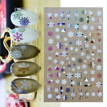 Load image into Gallery viewer, 3D Nail Stickers Decals Snowflakes Elk Bear Christmas Xmas Transfer Stickers Nail Art Self-Adhesive Decals Decoration  Nail Art Stickers Decals Christmas Snowflake Bronzing Christmas Slider Nail Art 3D Decals Decoration
