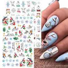 Load image into Gallery viewer, 3D Nail Stickers Decals Snowflakes Elk Bear Christmas Xmas Transfer Stickers Nail Art Self-Adhesive Decals Decoration  Nail Art Stickers Decals Christmas Snowflake Bronzing Christmas Slider Nail Art 3D Decals Decoration
