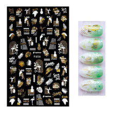 Load image into Gallery viewer, 3D Nail Stickers Leaves Butterfly Panda Love Heart Design Stickers For Nails Manicure Foil Nail Art Decor  Girls Manicure Decoration Nail Art Supplies 3D Self-Adhesive Nail Decals Designer Nail Stickers for Acrylic Nails

