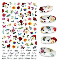 Load image into Gallery viewer, 3D Nail Stickers Leaves Butterfly Panda Love Heart Design Stickers For Nails Manicure Foil Nail Art Decor  Girls Manicure Decoration Nail Art Supplies 3D Self-Adhesive Nail Decals Designer Nail Stickers for Acrylic Nails

