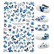 Load image into Gallery viewer, 3D Nail Stickers Leaves Butterfly Panda Love Heart Design Stickers For Nails Manicure Foil Nail Art Decor  Girls Manicure Decoration Nail Art Supplies 3D Self-Adhesive Nail Decals Designer Nail Stickers for Acrylic Nails
