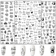 Load image into Gallery viewer, 3D Nail Stickers Leaves Butterfly Panda Love Heart Design Stickers For Nails Manicure Foil Nail Art Decor  Girls Manicure Decoration Nail Art Supplies 3D Self-Adhesive Nail Decals Designer Nail Stickers for Acrylic Nails
