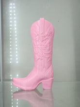 Load image into Gallery viewer, 3D Printed Pink Cowboy Boot Brush Holder - Western Decor
