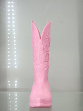 Load image into Gallery viewer, 3D Printed Pink Cowboy Boot Brush Holder - Western Decor
