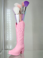 Load image into Gallery viewer, 3D Printed Pink Cowboy Boot Brush Holder - Western Decor
