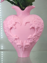 Load image into Gallery viewer, 3D Printed Pink Heart Vase &amp; Brush Holder - Floral Decor &amp; Organizer
