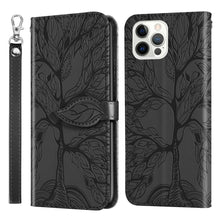Load image into Gallery viewer, 3D Tree Flip Leather Case For iPhone 13 12 Mini Phone Cover PU Leather Wallet Case with Card Holder Kickstand Wrist Strap Flip Cover for iPhone
