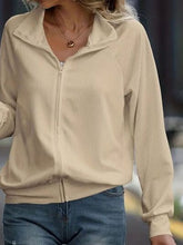 Load image into Gallery viewer, Simple White Zip Up Collared Neck Raglan Sleeve Jacket Comfortable Versatile Casual Women Wear
