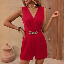 Load image into Gallery viewer, Elegant Sleeveless V-Neck Jumpsuit Solid Color One-Piece
