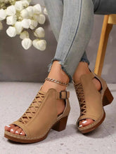 Load image into Gallery viewer, Crisscross Peep Toe : Block Heels Sandals
