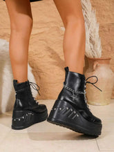 Load image into Gallery viewer, Fashion Platform Goth Boots : With Lace up Wedges Chain
