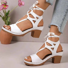 Load image into Gallery viewer, Elegant Heel Block : Lace-Up Sandals
