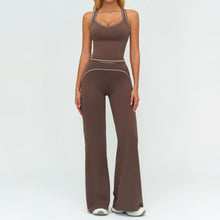 Load image into Gallery viewer, Womens Yoga Set V-neck Sleeveless Tops And Slim Straight Pants Summer Gym Sports Clothing
