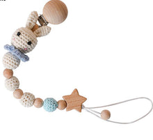 Load image into Gallery viewer, Modern Handmade Pacifier Chain Baby Teething Chains Crochet Rabbit Panda Beads Wooden Clips Wood Tiny Rod  For Kids
