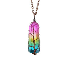 Load image into Gallery viewer, Hot Selling Stone Crystal Pillar Tree Of Life Pendant Ins Fashion Necklace
