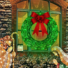 Load image into Gallery viewer, Christmas Garland 50CM Luminous LED Warm Light Metal Luminous Wreath With Big Bowknot Christmas Front Door Home Holiday Party Door Hanging Decor
