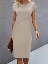 Load image into Gallery viewer, Front Knot Bodycon Midi Dress – Round Neck Sleeveless Tie Dress
