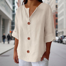 Load image into Gallery viewer, Women's V-Neck Buttoned Blouse
