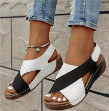 Load image into Gallery viewer, Women's Platform Roman Sandals | Open Toe Velcro Beach Sandals
