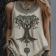 Load image into Gallery viewer, Women's Digital Print Pleated Crew-Neck Tank Top – Plus Size
