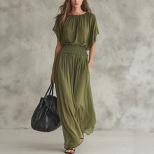 Load image into Gallery viewer, Women's Chiffon High-Waist Ruched Maxi Dress
