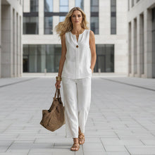 Load image into Gallery viewer, Women's Sleeveless V-Neck Top &amp; Full-Length Pants Two-Piece Set
