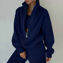 Load image into Gallery viewer, Women's 2-Piece Zip Neck Long Sleeve Sweatshirt &amp; Slim Fit Pants Set
