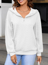 Load image into Gallery viewer, SHEWIN Women's Quarter Zip Hoodies Oversized Sweatshirt Long Sleeve Lightweight Pullover Tops Large White - # WOAA21510022-PRG
