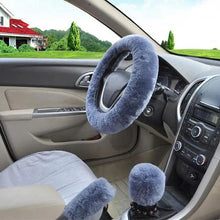 Load image into Gallery viewer, 3Pcs Set Winter Fashion Wool Fur Soft Furry Car Steering Wheel Covers 16 Colors Winter Universal Hand Brake Gear Cover  Car Accessories
