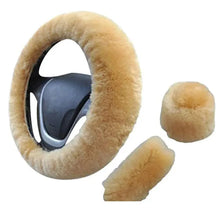 Load image into Gallery viewer, 3Pcs Set Winter Fashion Wool Fur Soft Furry Car Steering Wheel Covers 16 Colors Winter Universal Hand Brake Gear Cover  Car Accessories
