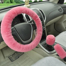 Load image into Gallery viewer, 3Pcs Set Winter Fashion Wool Fur Soft Furry Car Steering Wheel Covers 16 Colors Winter Universal Hand Brake Gear Cover  Car Accessories
