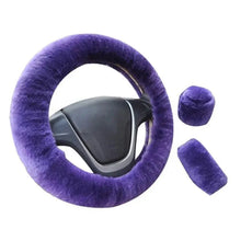 Load image into Gallery viewer, 3Pcs Set Winter Fashion Wool Fur Soft Furry Car Steering Wheel Covers 16 Colors Winter Universal Hand Brake Gear Cover  Car Accessories
