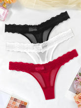 Load image into Gallery viewer, Floral Lace G-String Set - 3 Breathable Thongs for Confident Women in Vibrant Colors
