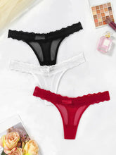 Load image into Gallery viewer, Floral Lace G-String Set - 3 Breathable Thongs for Confident Women in Vibrant Colors
