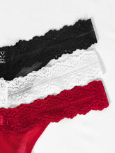 Load image into Gallery viewer, Floral Lace G-String Set - 3 Breathable Thongs for Confident Women in Vibrant Colors
