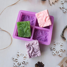 Load image into Gallery viewer, 4-Cavity Wavy Flower Silicone Handmade Soap Mold Cake Mold Aromatherapy Plaster Mold Essential Oil Soap Mold 4-Cavity Ocean Wave Soap Mold, Silicone Sea Wave Cake Pan
