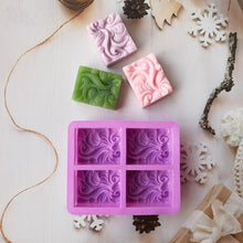 Load image into Gallery viewer, 4-Cavity Wavy Flower Silicone Handmade Soap Mold Cake Mold Aromatherapy Plaster Mold Essential Oil Soap Mold 4-Cavity Ocean Wave Soap Mold, Silicone Sea Wave Cake Pan
